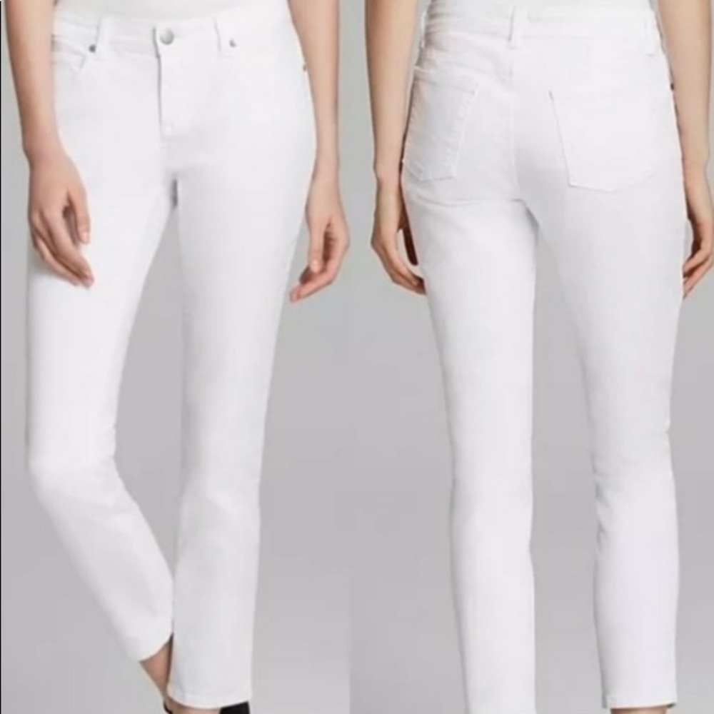 Eileen Fisher 12 White Cotton Spandex Stretch